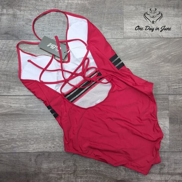 Cillet V Neck Mesh One Piece Swimsuit Size L - Picture 5 of 5